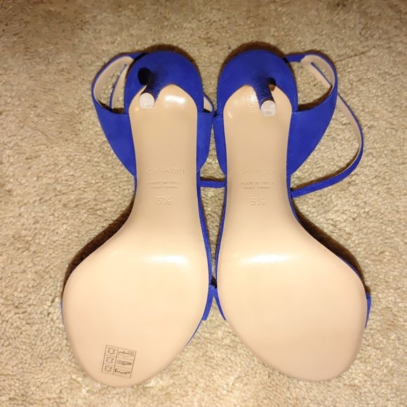 NEW CASADEI pellame open toe ankle strap blue suede sandals heels EU 35.5 - Picture 5 of 15